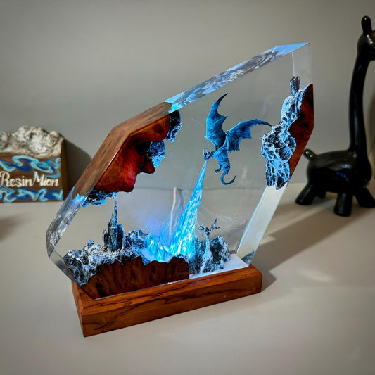 Ice Dragon resin creative night light