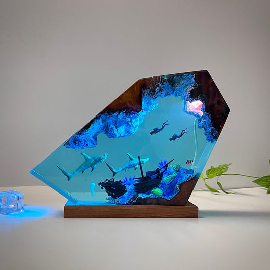 Epoxy Resin Hammerhead Shark Decorative Lamp